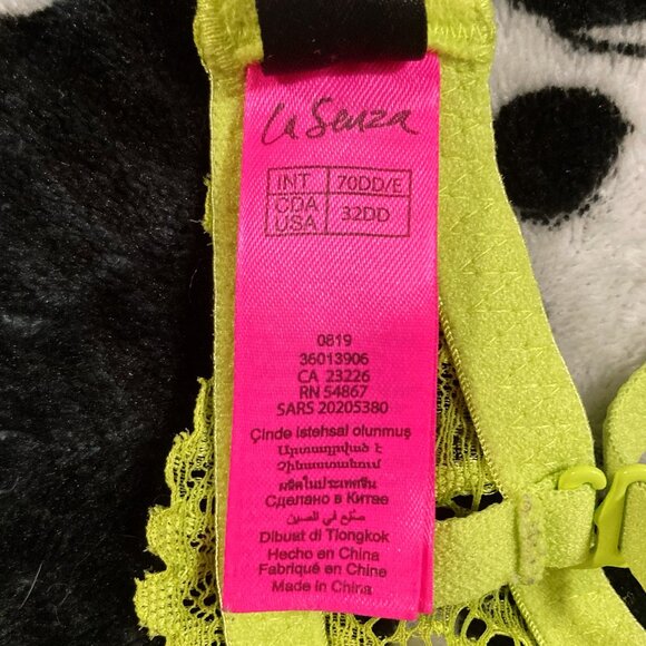 LA SENZA 32DD Chartreuse lace underwire molded cup bra unpadded acid green 32E - Picture 10 of 14